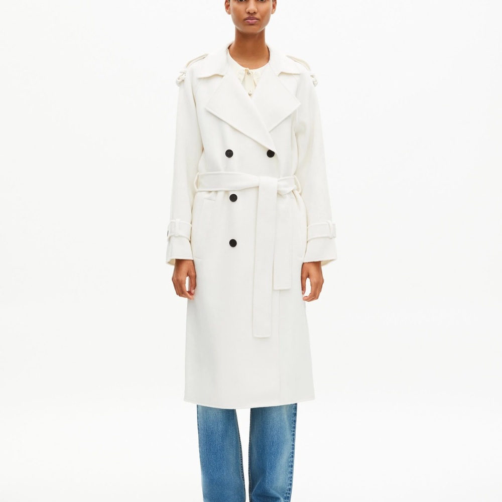 The Kooples White Double-Breasted Trench Coat - Picture 3 of 7